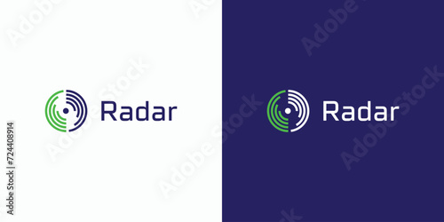 Vector logo design illustration of a detector with rotating waves.