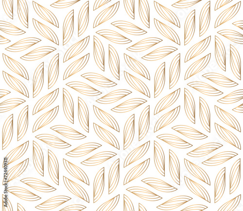 Fototapeta Naklejka Na Ścianę i Meble -  Vector. golden leaf pattern Arranged in a seamless geometric pattern on a white background.