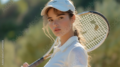 Luxury sport brand model with tennis cloth photo