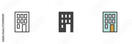 Office building different style icon set.