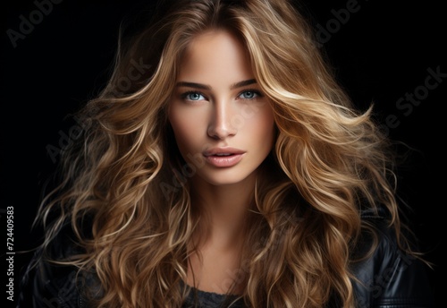 Woman With Long Blonde Hair and Blue Eyes