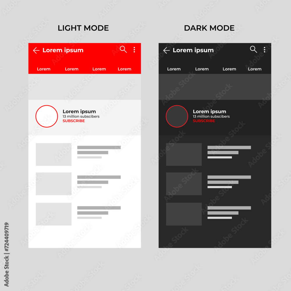 Profile Social Media Mobile UI Mockup PSD. Video player modern. Views ...