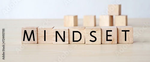 Mindset word on wood blocks, business concept, sign and banner photo