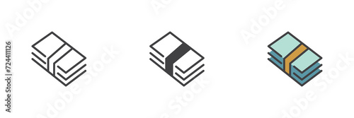 Stack of money bill different style icon set