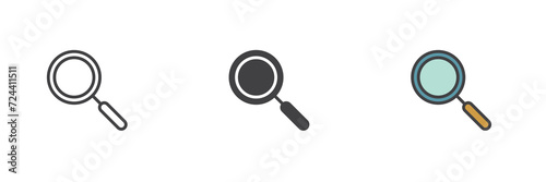 Magnifying glass different style icon set