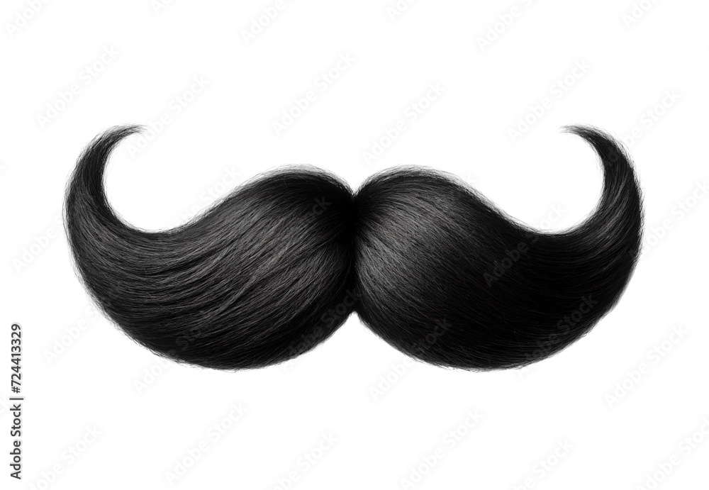 Black curly mustache beard isolated on white background - obrazy, fototapety, plakaty 