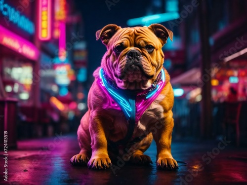 Neon dog Generative AI