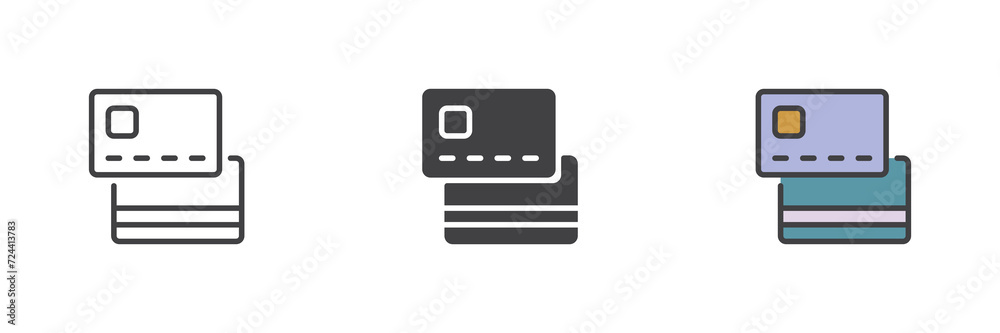 Credit cards different style icon set Credit cards different style icon set