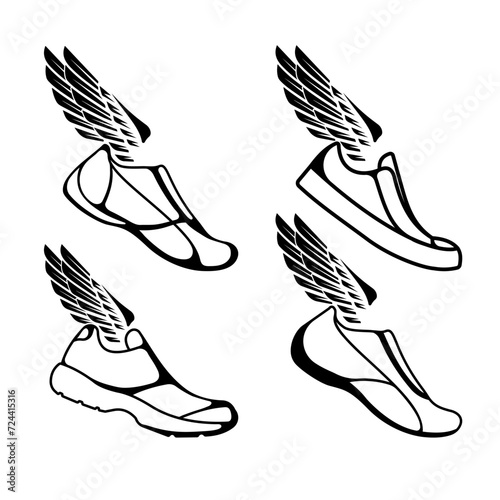 sports shoes icon with wings