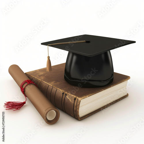 Graduation hat book and diploma