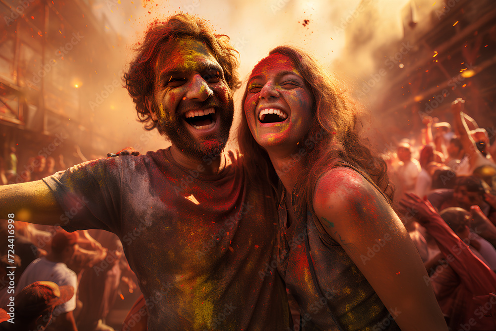 people enjoying Holi hai festival