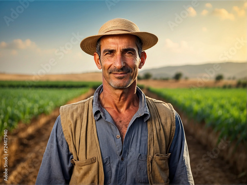 Portrait of a smiling farmer standing in his field looking at the camera