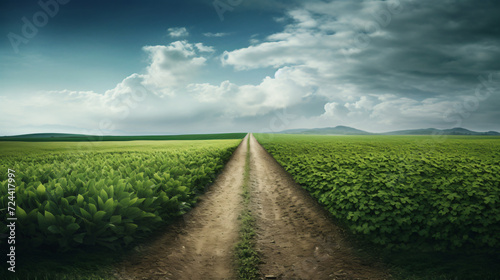 Green soybean field