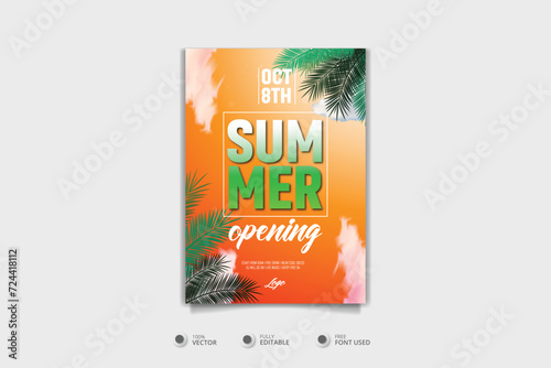 Summer hot beach party poster template