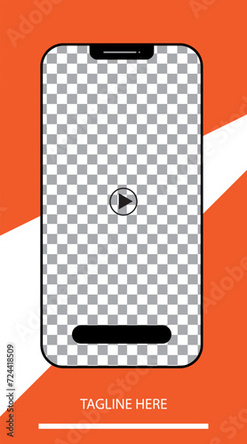 video frame transparent compatible with any platform for video conferencing and live streaming landscape dimension 16:9 with orange color 