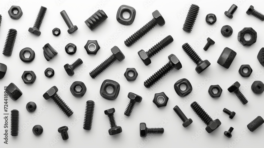 Screws, nuts, cogs, bolts pattern on a white background. Screws, nuts, cogs, bolts pattern on a white background.