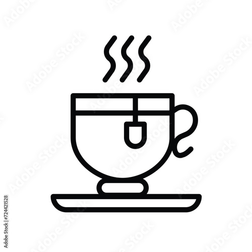 tea cup icon with white background vector stock illustration