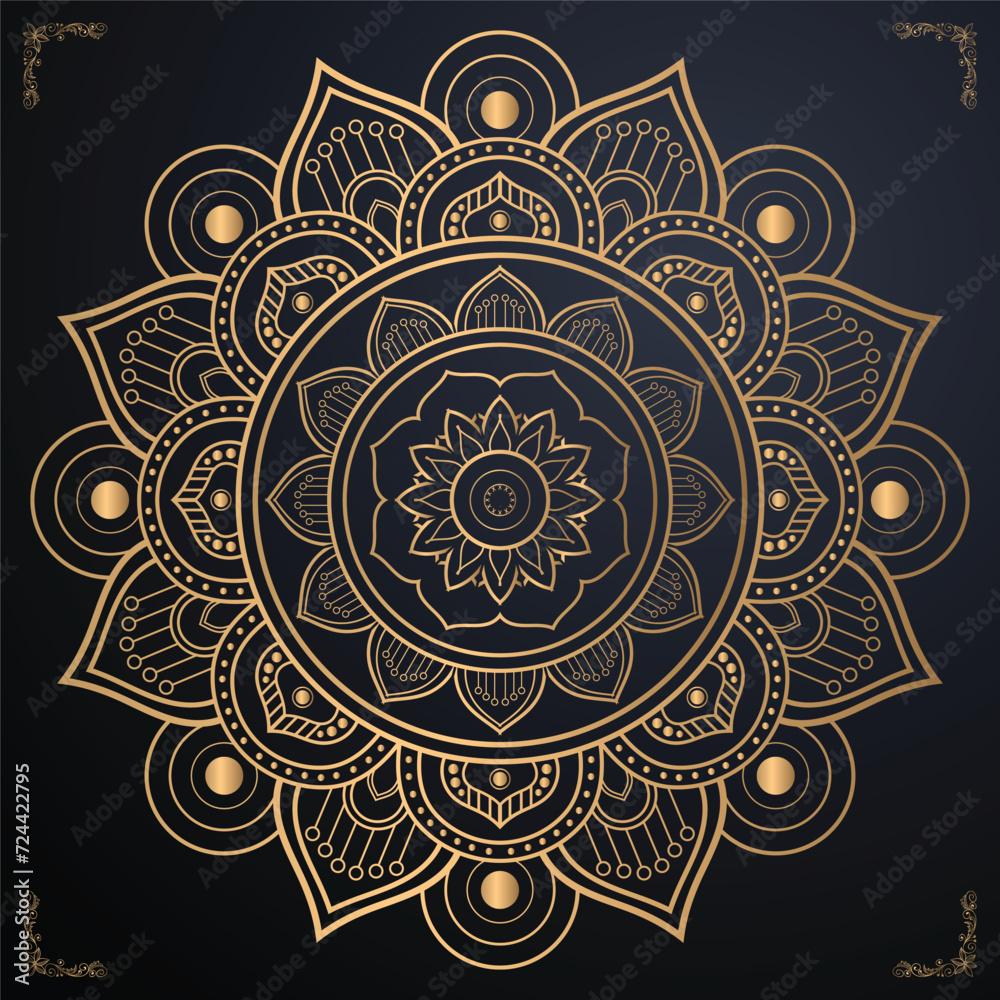  Vector luxury mandala background with golden color vector