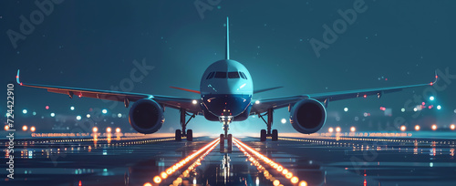 night flight plane, AI generated photo