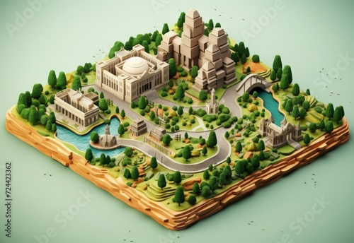 City Cut-Out With Buildings and Trees
