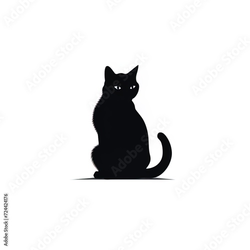 black cat on a white background, isolated background, cat, kitten, studio light, clip-art, close-up scene