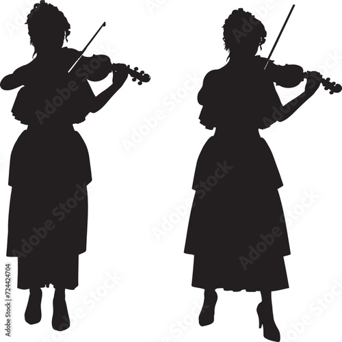 Woman with violin silhouette