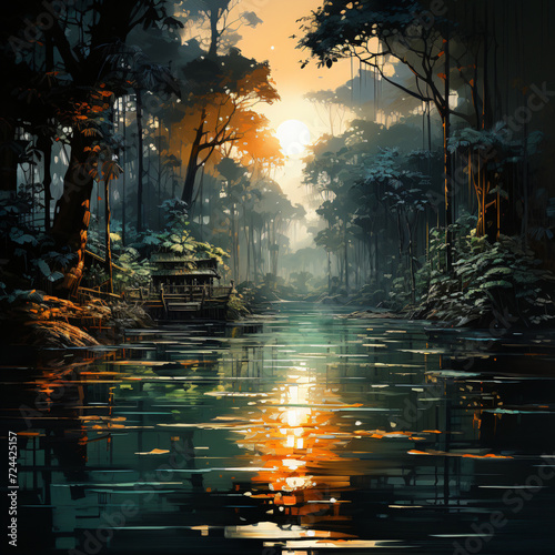 WATERCOLOR OF AMAZON FOREST