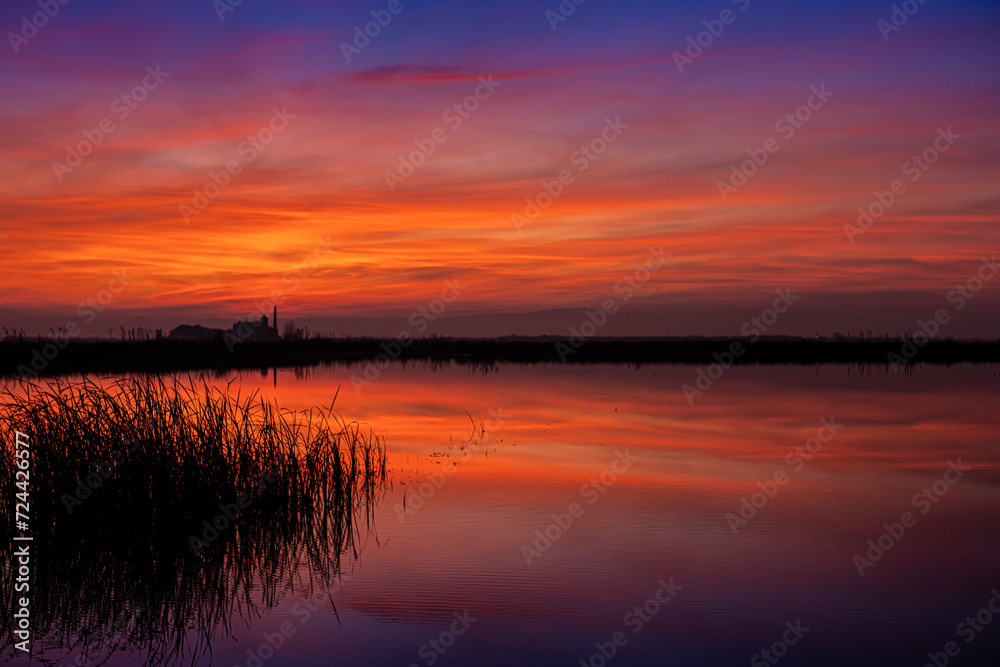 sunset over the lake