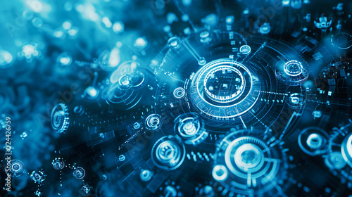 Wallpaper Mural Blue abstract gear and technology background illustration Torontodigital.ca