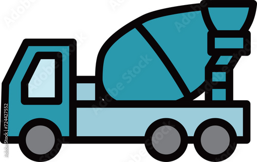 カラー乗り物アイコンイラスト　ミキサー車