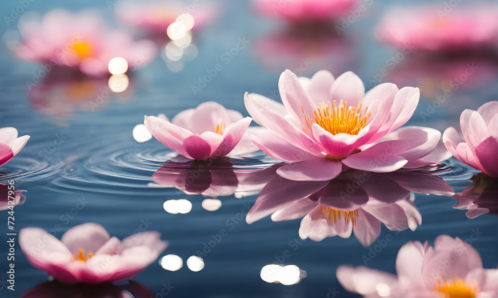 Tranquil lily floats on water