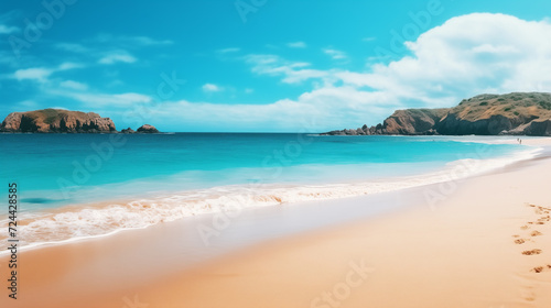 Tropical beach with blue sky and white clouds abstract texture background