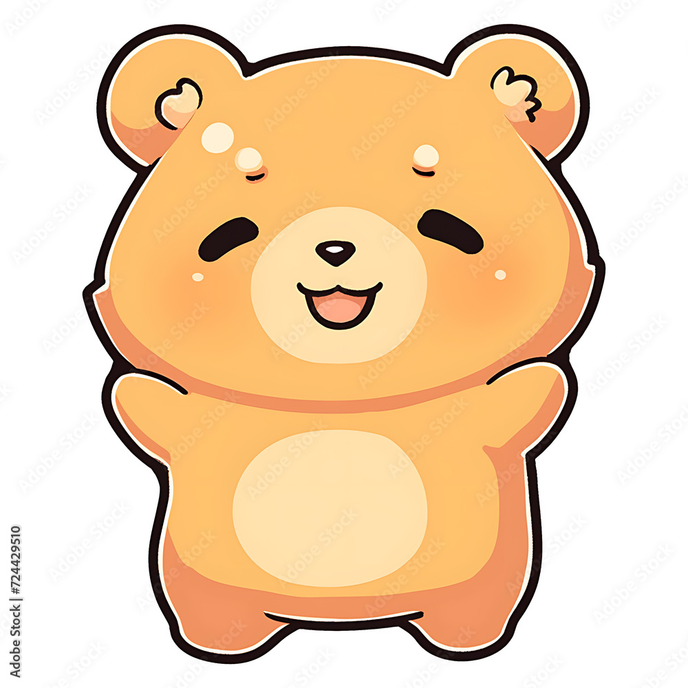 Fototapeta premium Cute happy bear clipart kids illustration for sticker and t shirt design with transparent background