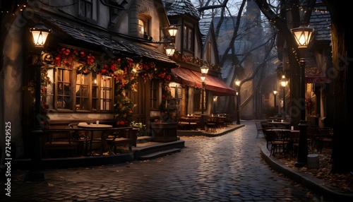 Cafe in the old town of Tallinn at night  Estonia