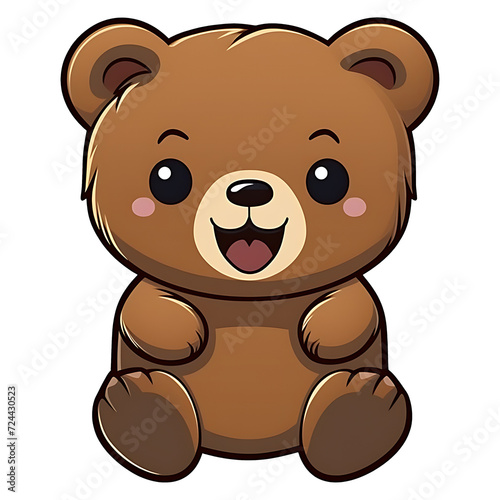 Cute happy bear clipart kids illustration for sticker and t shirt design with transparent background