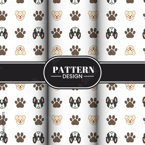 Dog seamless pattern vector toy puppy dog paw wallpaper background isolated doodle cartoon