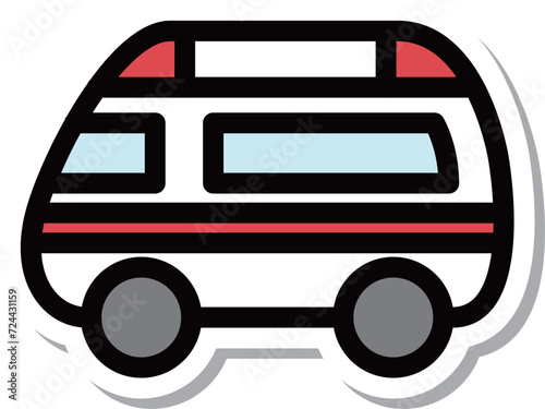 ステッカー乗り物アイコンイラスト　救急車