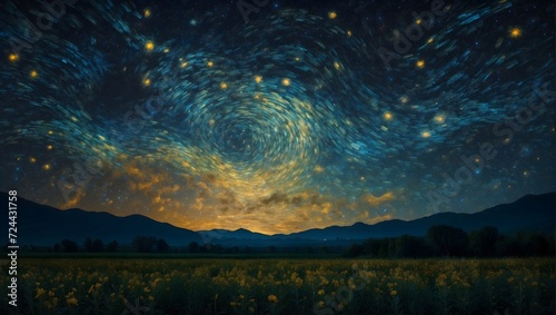 night landscape in van gogh style photo