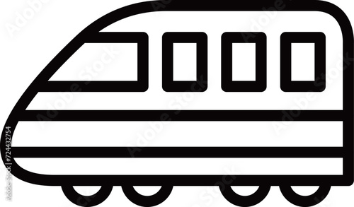線画乗り物アイコンイラスト　高速電車