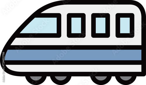 カラー乗り物アイコンイラスト　高速電車