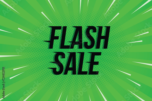 Flash Sale Shopping Poster or banner with Flash icon and text on green background. Flash Sales banner template design for social media and website.Special Offer Flash Sale campaign and promotions. EPS