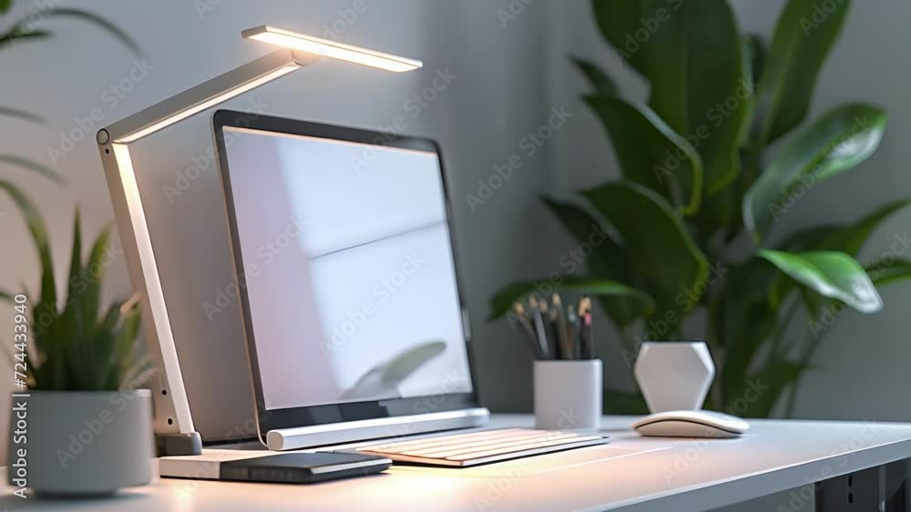 A smart LED desk lamp with various customizable settings to suit different work styles and enhance productivity. A smart LED desk lamp with various customizable settings to suit different work styles and enhance productivity.