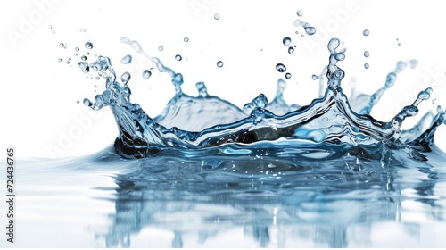 Water splash with a stunning reflection  isolated on a clean white background  Ai Generated.