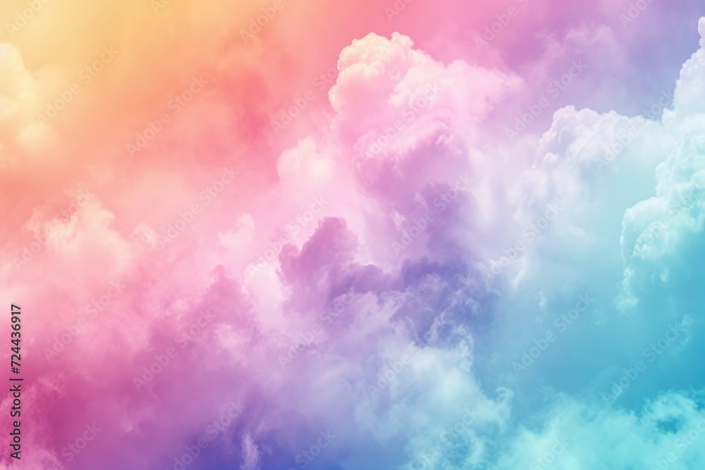 Create a dreamy atmosphere with this abstract soft cloud background featuring pastel colorful gradation, perfect for a serene setting, Ai Generated.