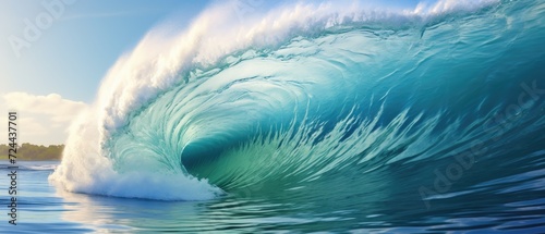Witness the elegance of a beautiful ocean wave shaping a tube, nature's aquatic artistry. Ai Generated. © Crazy Juke