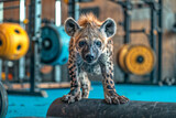 Hyena Cub in Gym Setting. Created with Generative AI