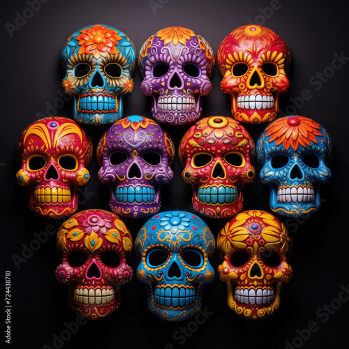 Halloween Drama: Artistic Sugar Skulls under Cinematic Lights