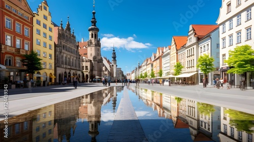 Panoramic view of the old town of Wroclaw, Poland