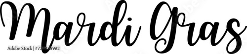 Mardi gras handwritten lettering, typography, calligraphy