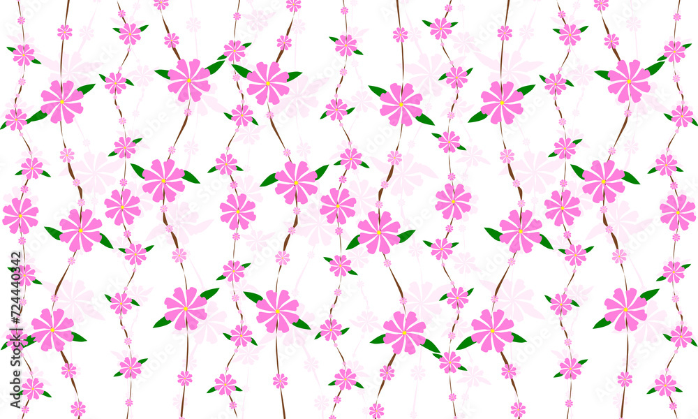 Beautiful natural small pink flowers on isolated on white. Cute illustration for your own works.
